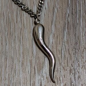 Men's Sterling Silver Horn Pendant Necklace